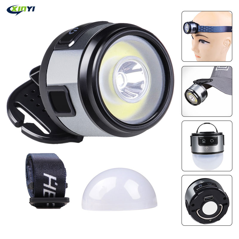 Powerfull Multifunction Lightmagnet and hook  LED Headlamp USB Rechargeable hat clip light For Camping working Light Lamp